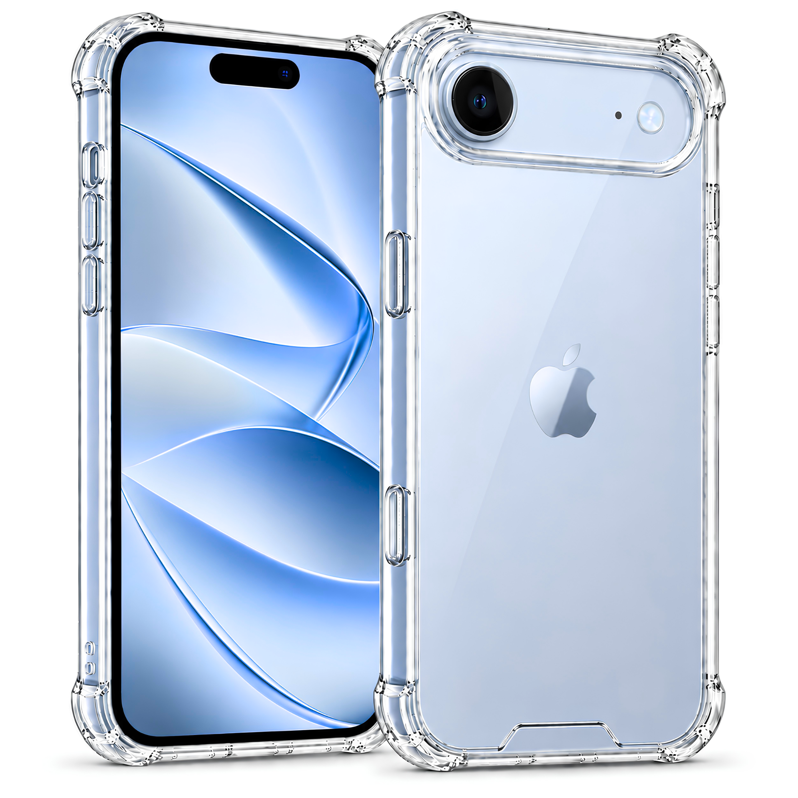 DeeToo crystal clear bumper case for iPhone 17 Air — front and back view